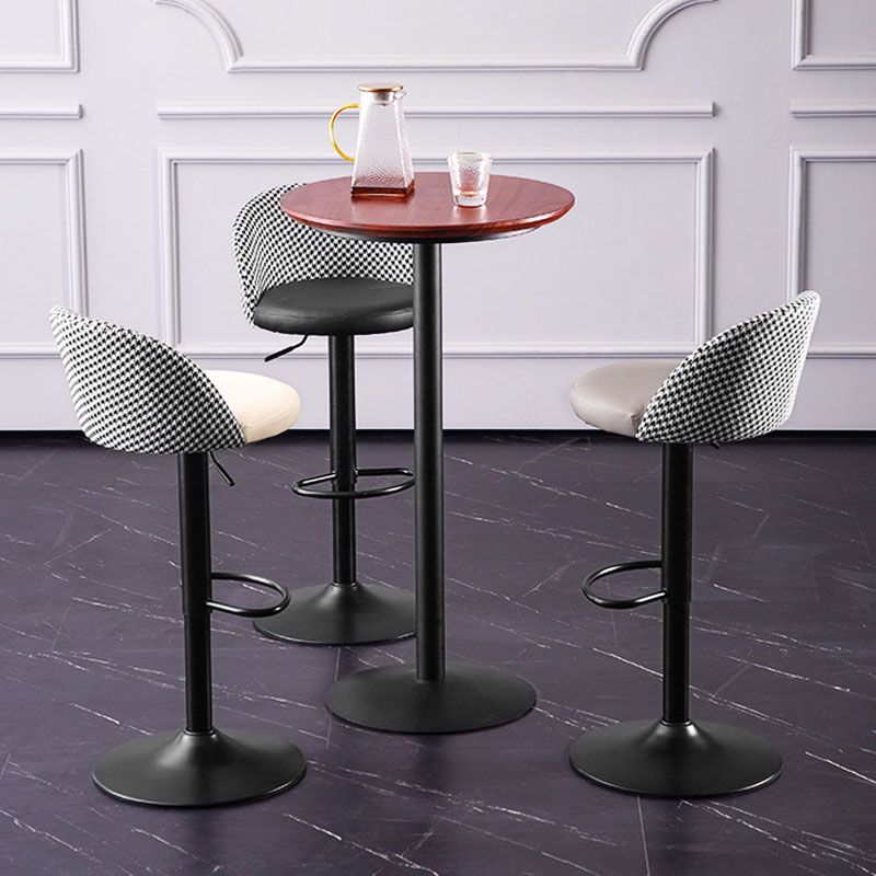 Contemporary Adjustable Height Footrest Barstool Matte Finish Upholstered Stool