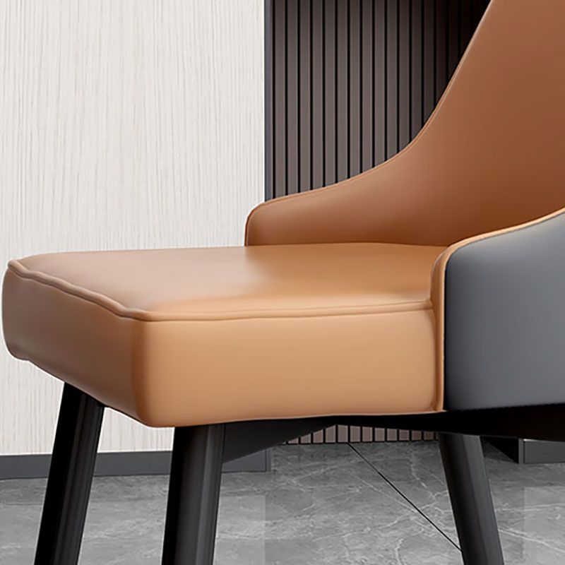 Sillas sin brazos de comedor de metal Glam, sillas de comedor tapizadas Parsons para restaurante