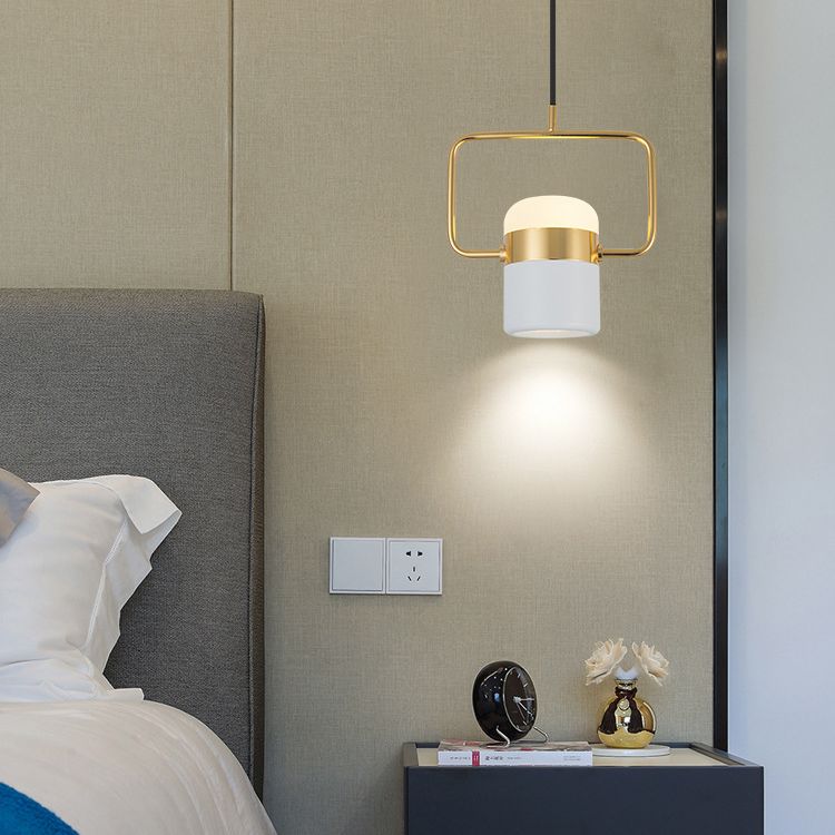 Cilindrische hanger lamp Moderne minimalistische metalen hanglamp met rechthoekige ring voor eetkamer