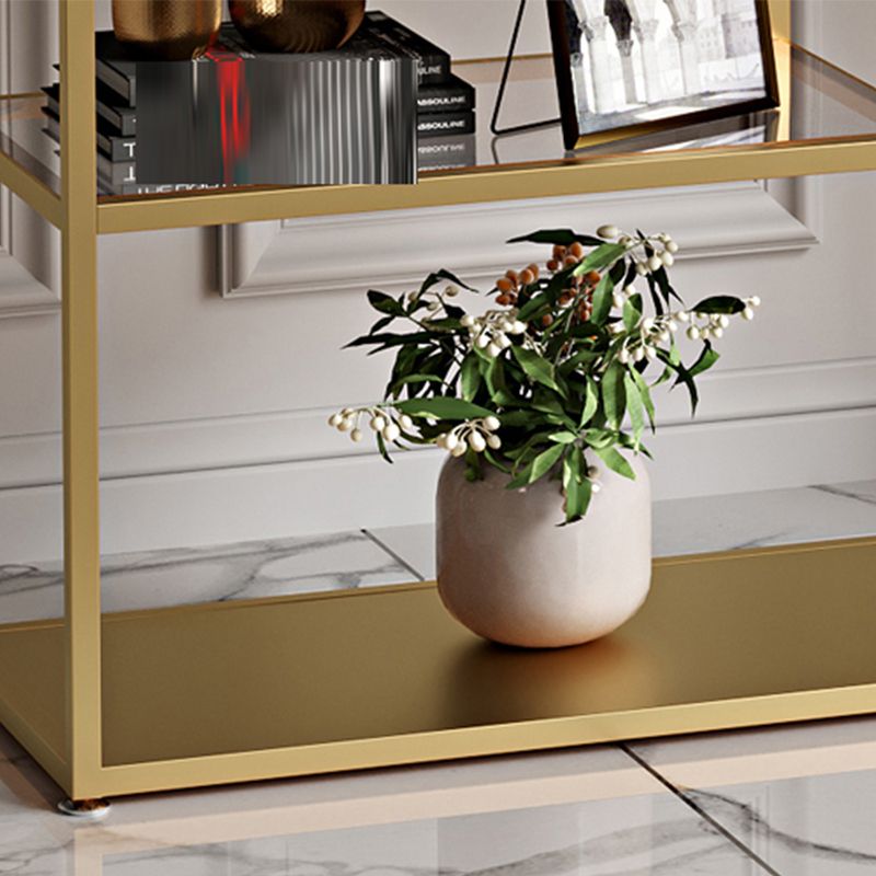 Gold and Black Vertical Shelf Bookcase Metal Home Open Book Shelf with Shelves