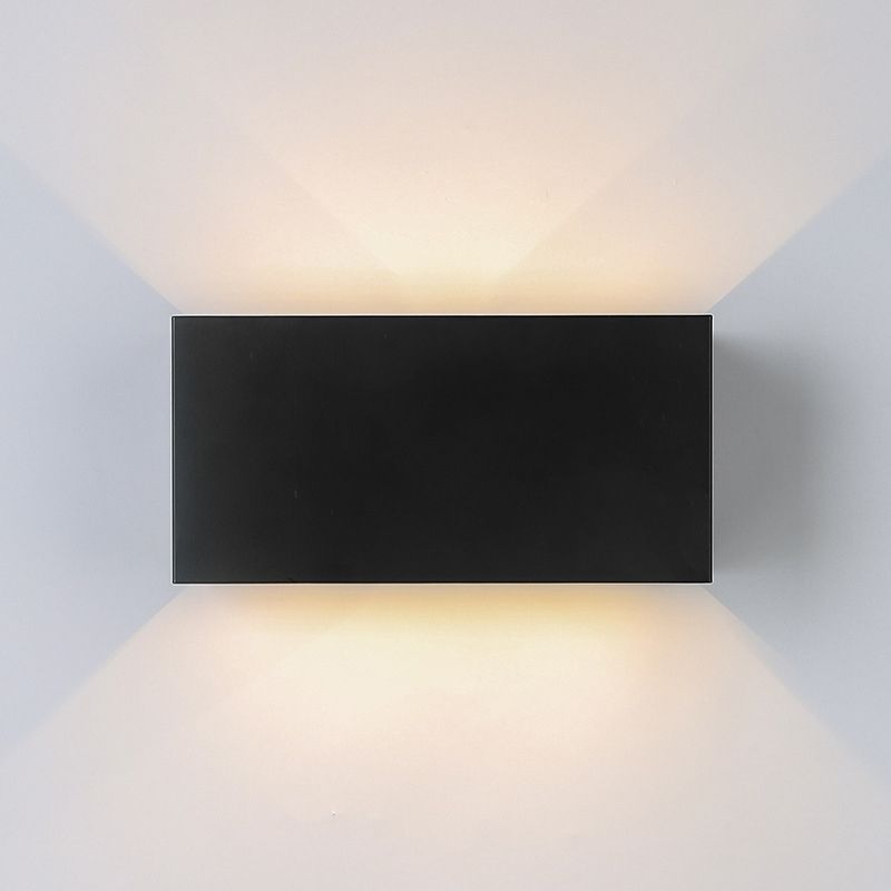 Black 4-Light LED Wall Lamp in Modern Simplicity Aluminium Rectangular Wall Light with Glass Shade