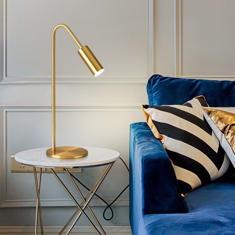 Bend Metallic Nightstand Lamp Postmodern Brass LED Table Lighting for Living Room
