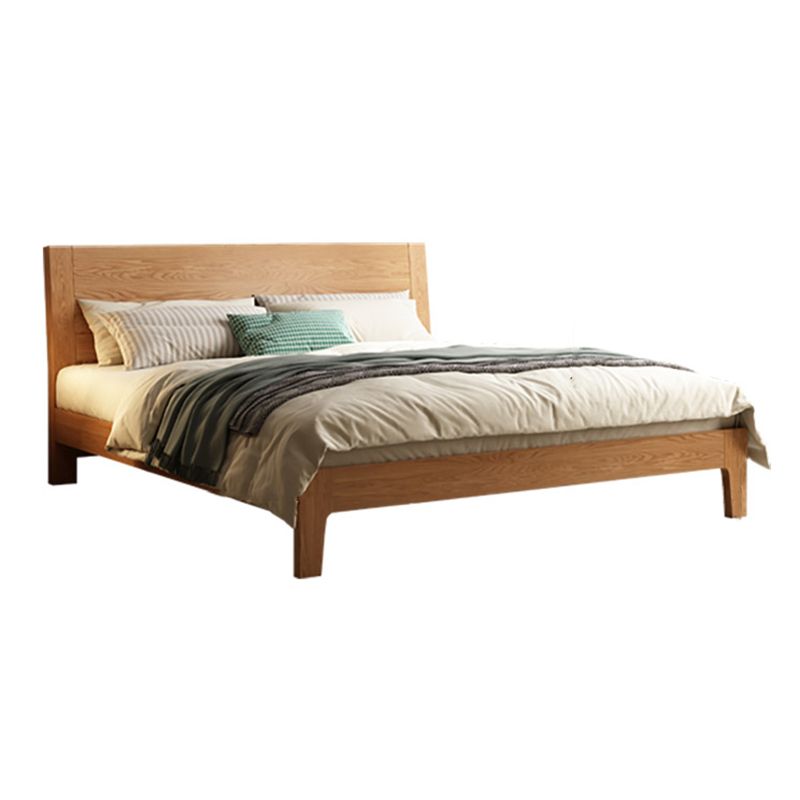 Natural Oak Wood Platform Bed,Cal King Platform Bed Frame with Bedside