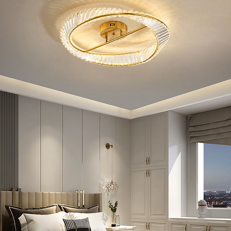 Plafonniers modernes dorés, éclairage de plafond encastré à LED avec abat-jour en cristal