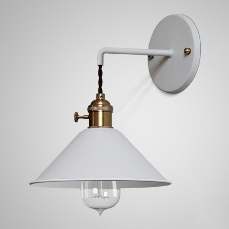 Cone Shaded Wall Light Industrial Polish Finish Lighting for Living Room