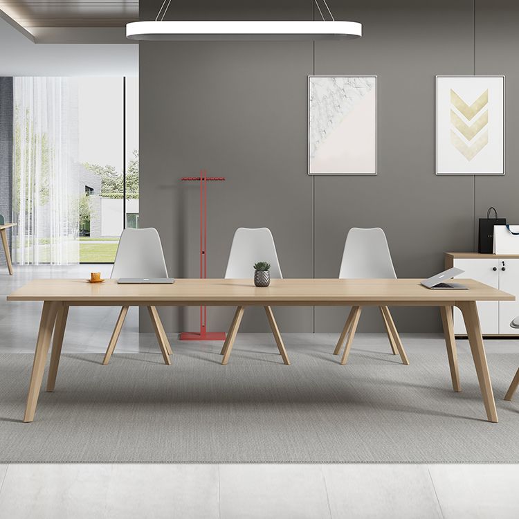 Rectangle Modern Dining Table Solid Wood Fixed Dinette Table for Home Use