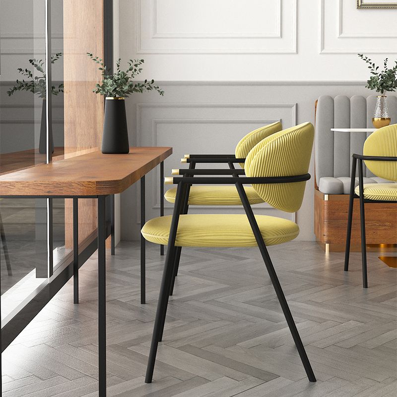 Contemporary Kitchen Dining Arm Chair Black Legs Open Back Dining Chair