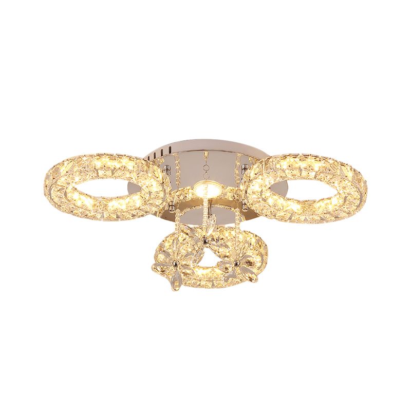 Iluminación de semi de montura cromada de cristal facetado 3/6 Circular LED mínimo cerca de la luz del techo