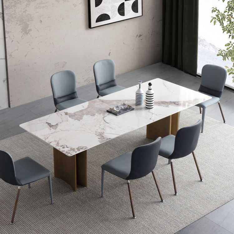 Table à manger en pierre frittée, Table de luxe à Double piédestal pour la maison