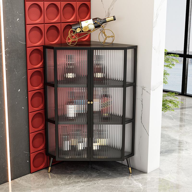 Industrial Curio Cabinet Metal Glass Doors Storage Cabinet with Legs