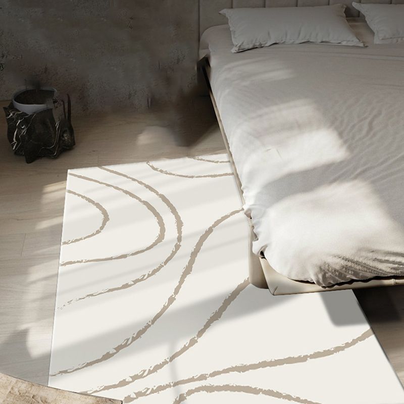 Simple Lines Rectangle Shape Rug Living Room Carpet Polyester Washable Area Rug