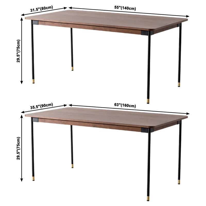Mesa de madera sólida de pino rectángulo mesa de comedor de lujo en marrón con 4 patas para restaurante