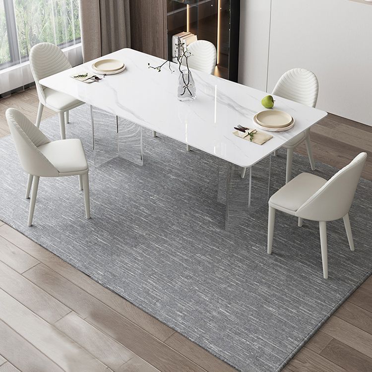 Moderne witte eettafel rechthoek gesinterde stenen eettafel met acrylbasis