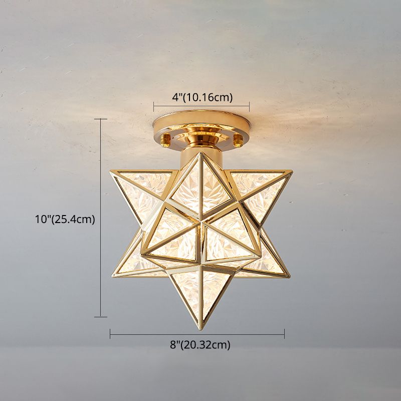 Lámpara de techo de montaje semiempotrado de estrella, lámpara de techo de metal colonial para pasillo