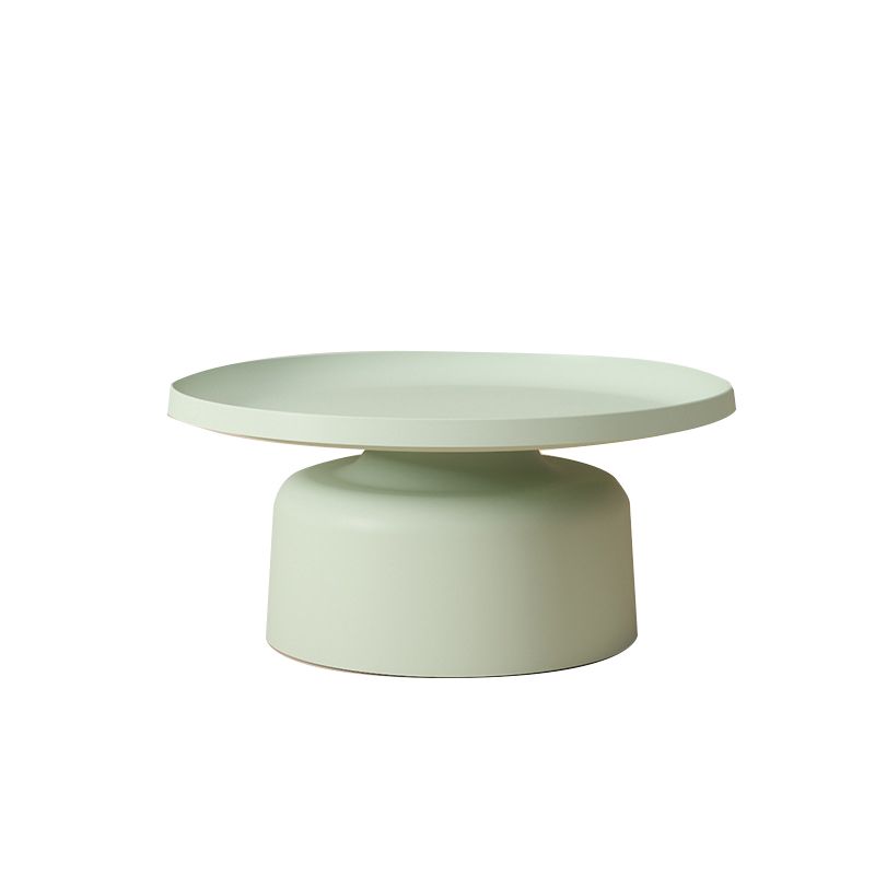 Mid-Century Modern Round Metal Coffee Table Pedestal Tray Top Cocktail Table