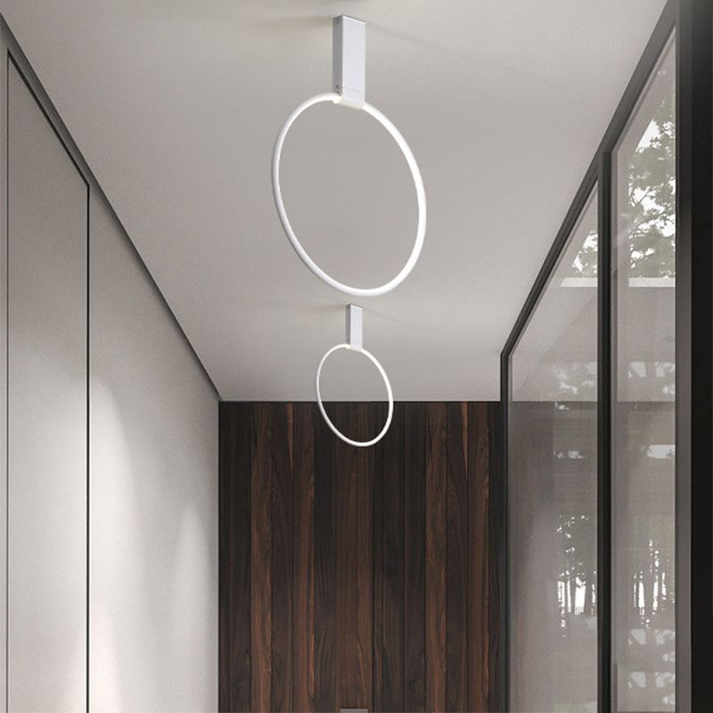 16"/23.5" Wide Ring Ceiling Fixture Modern Style Metallic Black/White/Gold LED Flush Mount Lamp in Warm/White/Natural Light