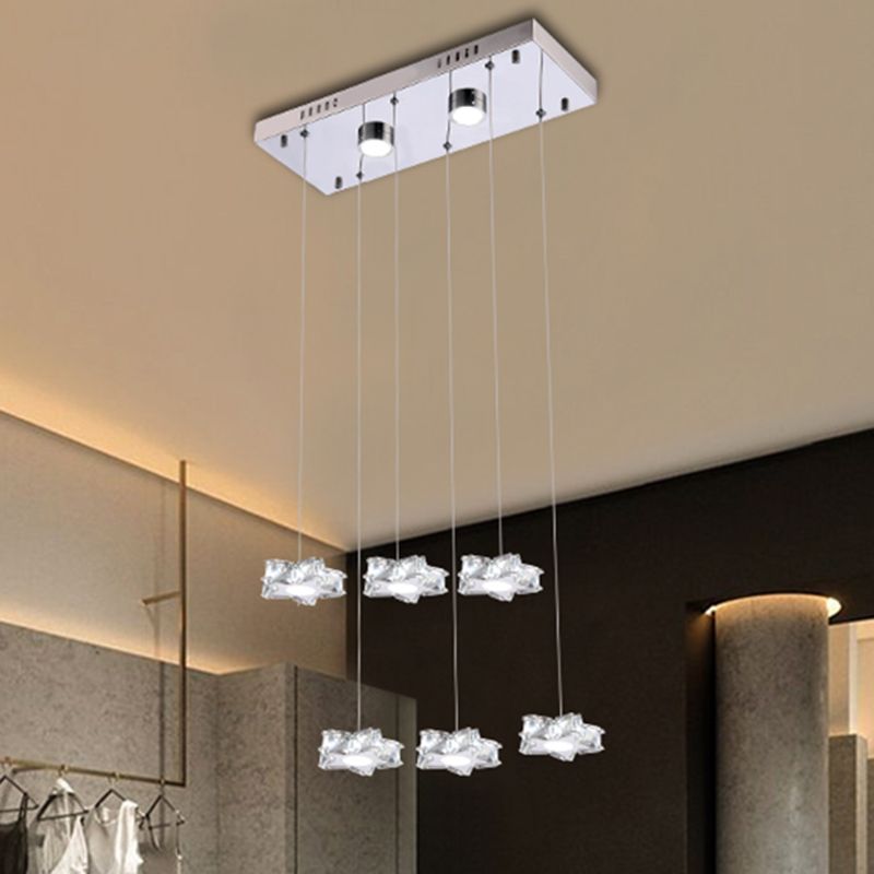 K9 Crystal Star LED Ceiling Light Minimalist Stainless-Steel Hanging Pendant Light