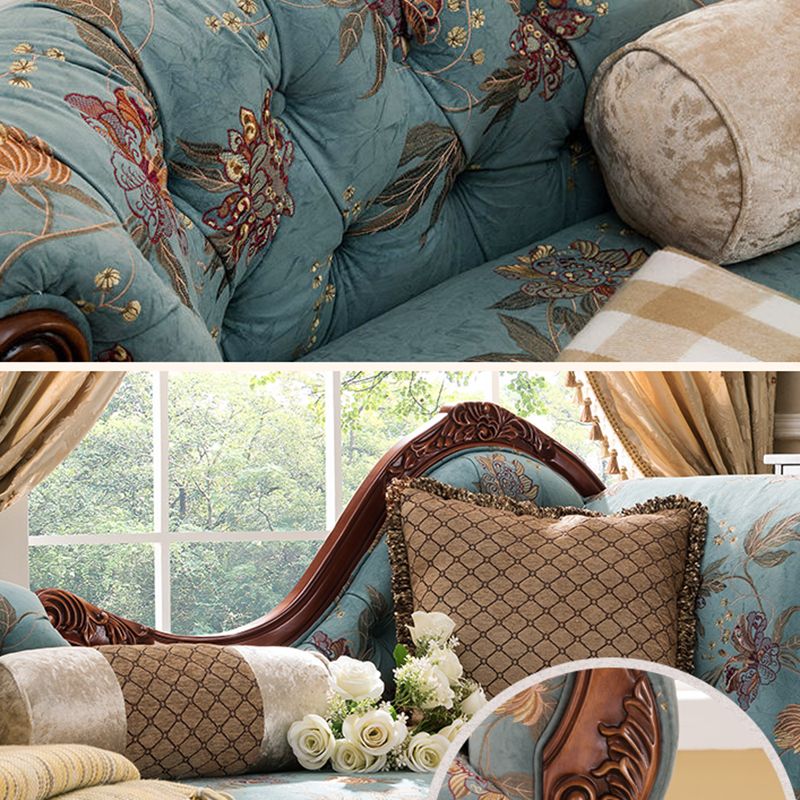 Traditional Cotton Blend Floor Chair with Rolled Arms Oversized Chaise Lounge