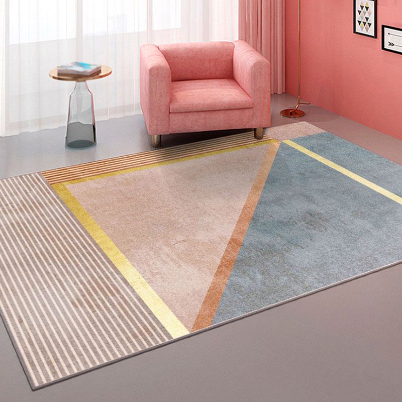 Pink Casual Carpet Polyester Color Block Carpet Non-Slip Backing Carpet for Living Room