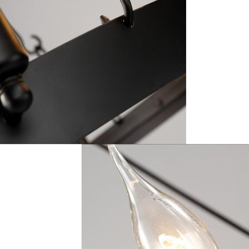 12/18 Lights Circle Chandelier Industrial Black Iron Hanging Lamp Kit with Bare Bulb Design
