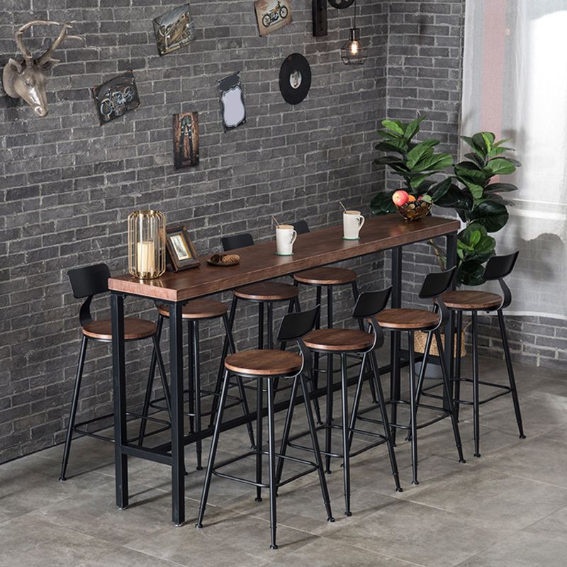 Industrial 1/5/9 Pieces Bar Table Set Rectangle Pine Wood Counter Table for Cafe
