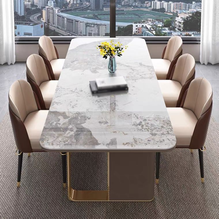 Luxury Sintered Stone Top Dining Set Rectangle 1/4/5/6/7/9 Pieces Dining Table with Chairs