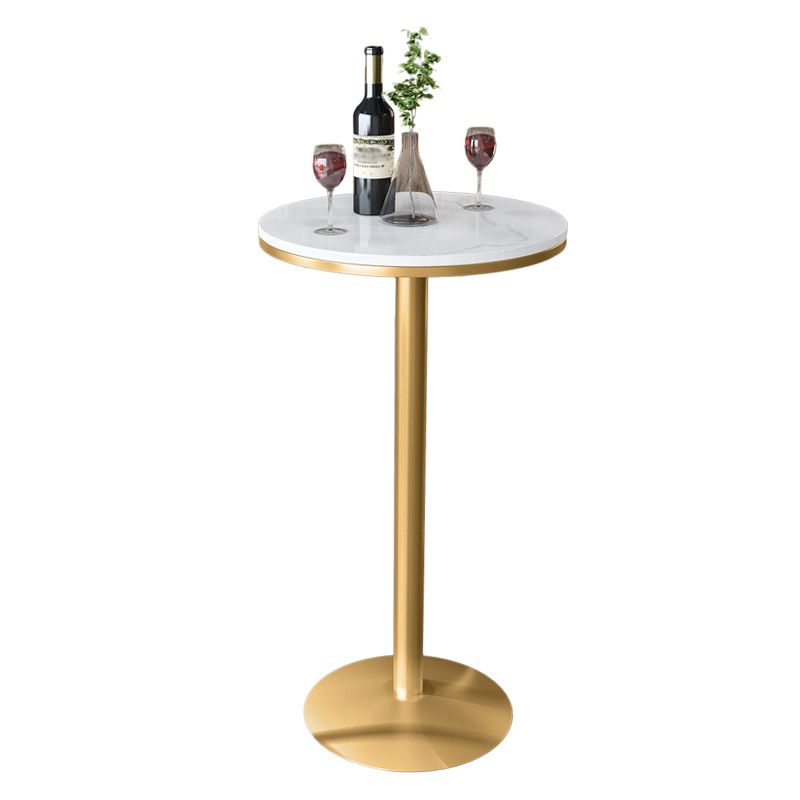 Glam Style Iron Bar Table Round Top Indoor Pedestal Bistro Table 23"W x 41"H