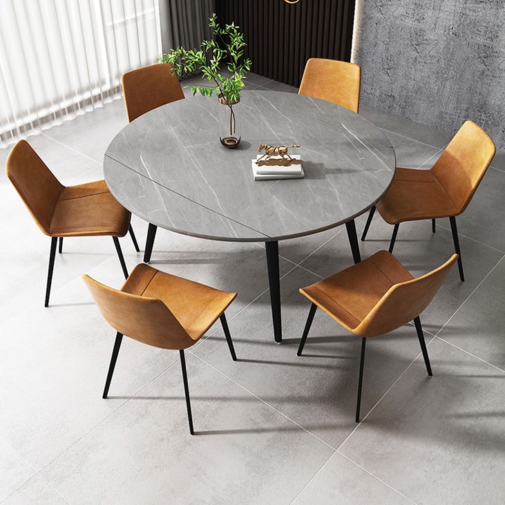 Round 4-foot Dining Site Table Simplicity Style Stone Drop-Leaf Dinette Table for Home