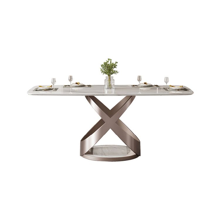Traditional Luxury Dining Table Rectangle Sintered Stone Table for Living Room