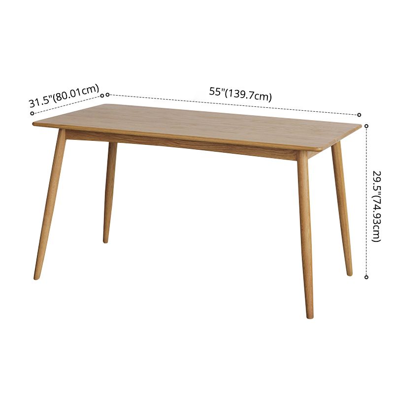 Contemporary Fixed Solid Wood Dining Table with 4 Solid Wood Legs Base Kitchen Dining Set