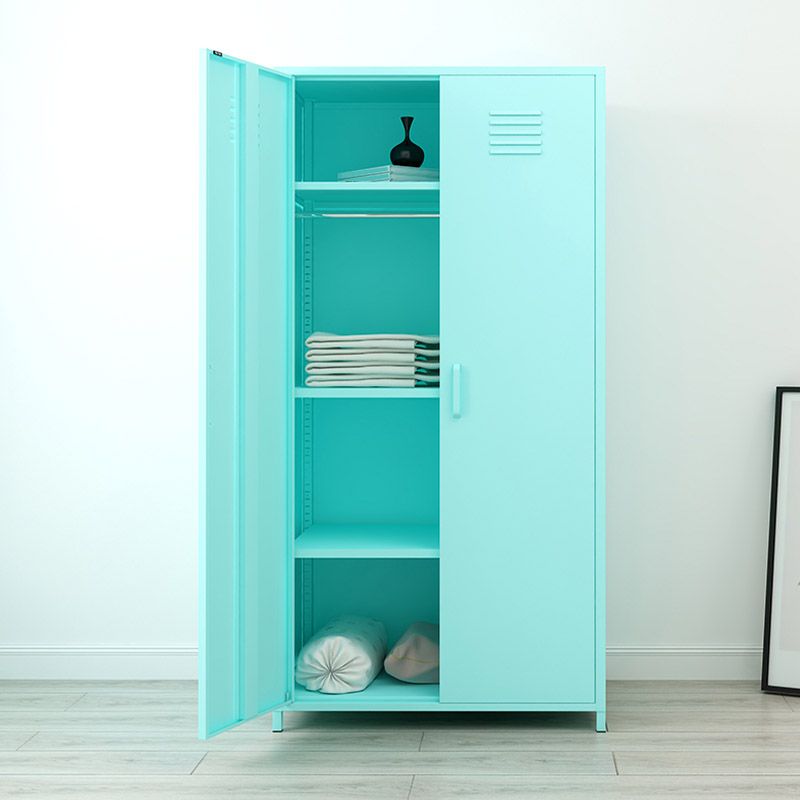 Modern Wardrobe Armoire with Adjustable Shelves Steel Wardrobe Cabinet