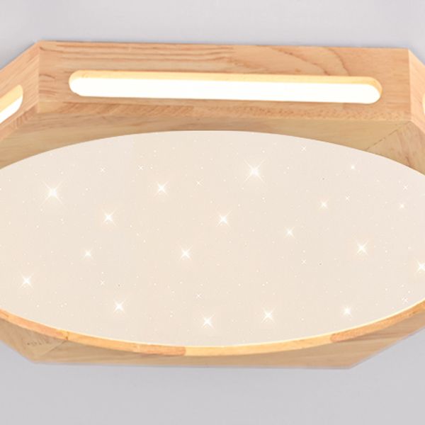 Modern Style Geometry Shape Ceiling Lamp Wood 1 Light Ceiling Lighting for Dining Room