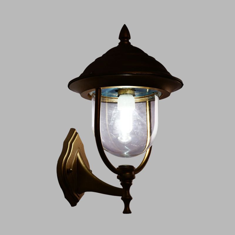 Lodges Urn Sconce Light Fixture 1-Light Metallic Wall Lighting Ideas in Black/Brass with Clear Glass Shade