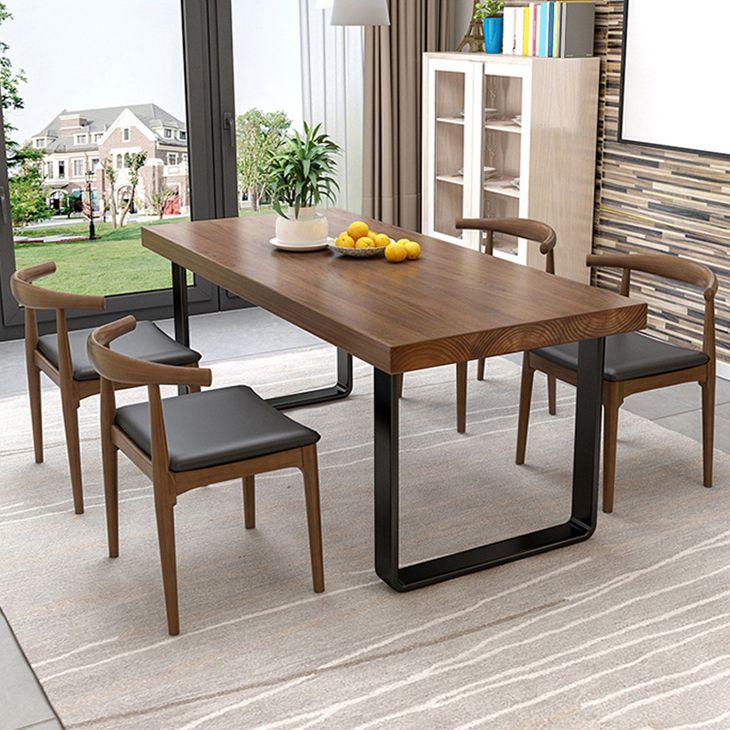 Industrial Dinner Table Solid Wood Rectangle Dinette Table in Brown