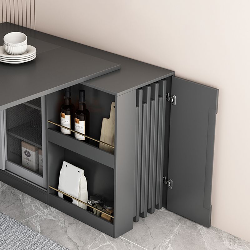 Modern Folding Dining Table with Storage Rectangle Wooden Top
