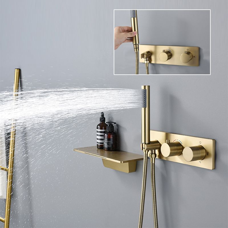 Modern Shower System Brass Temperature Control Fixed Shower Head Shower Combo