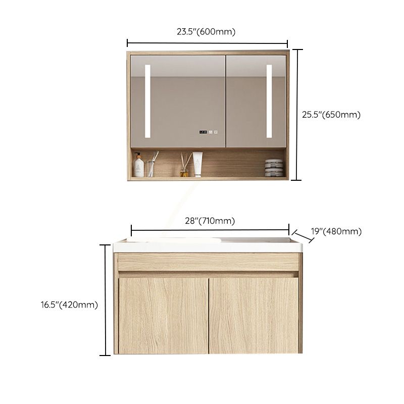 Contemporary Wood Sink Cabinet Mirror Cabinet Wall-Mounted Vanity Cabinet