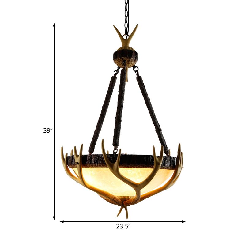 Brown 3 têtes CHANDELIER LIGHTING RUSTIC GLAST HEMISPHERE Suspension Lampe pour le salon