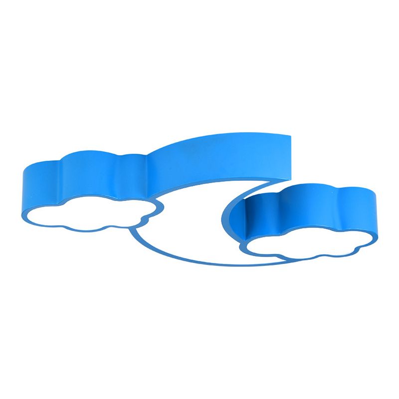 Moon and Cloud Flush Ceiling Light Cartoon Acrylic Child Room LED Flush Mount Lighting Fixture