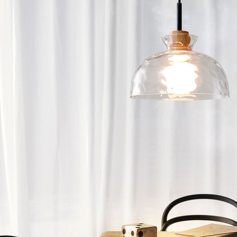 1-Light Geometric Shape Hanging Light Nordic Style Pendant Lamp with Clear Glass Shade