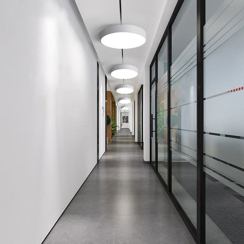 Luz de techo redonda empotrada, lámpara empotrada LED de oficina de metal simple con difusor acrílico