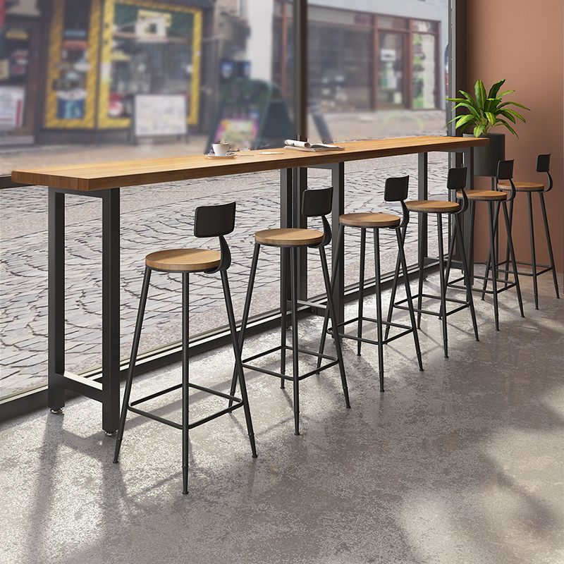 Taburete de bar interior de madera maciza de metal contemporáneo con reposapiés