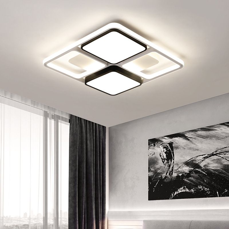 Vierkant/rechthoek flush mount plafond licht hedendaagse led flush verlichting in zwart/wit, 19,5 "/45" breed