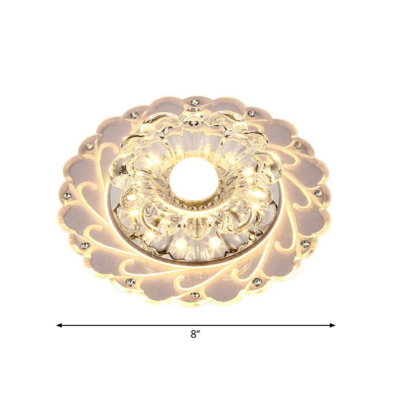 Bloom Flushmount Lighting Modernité Plafonnier LED en cristal à facettes transparent