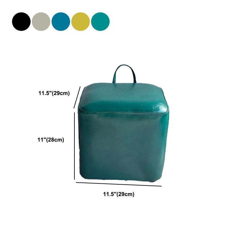 Square Pouf Portable Pure Color Faux Leather Stain Resistant Pouf Ottoman