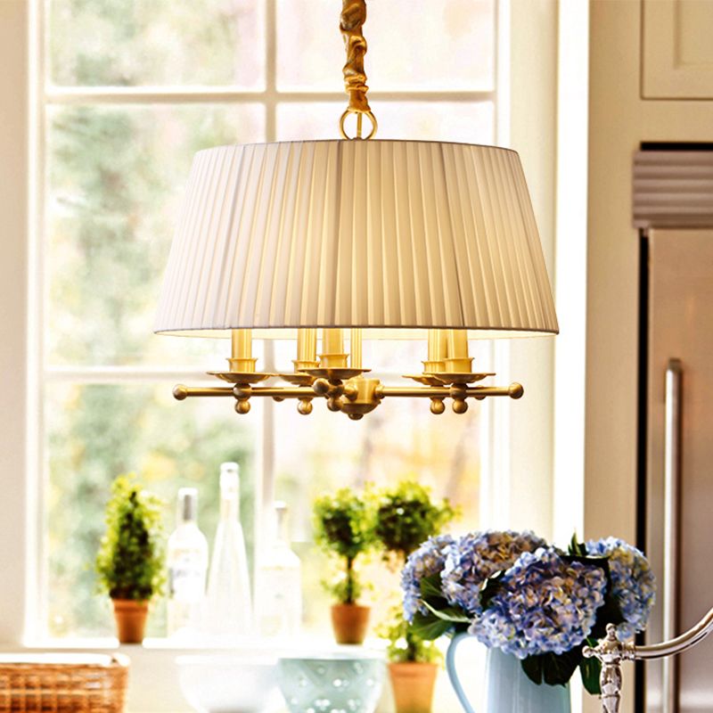 Lampadario a ciondolo in ottone in ottone lampadario impero ombreggiato a 5 teste di luce a tradizionale soffitto appeso