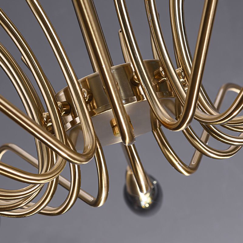 Lámpara de lámpara de lámpara de estilo posmoderno lámpara colgante de vidrio dorado para sala de estar