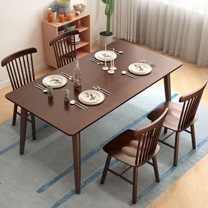 Brown Rectangle Dining Table Solid Wood Dining Table for Dining Room