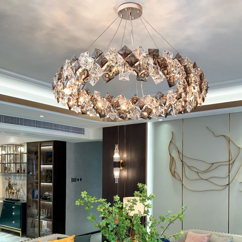 Geometric Pendant Lights Modern Crystal Pendant Lighting Fixture in Grey