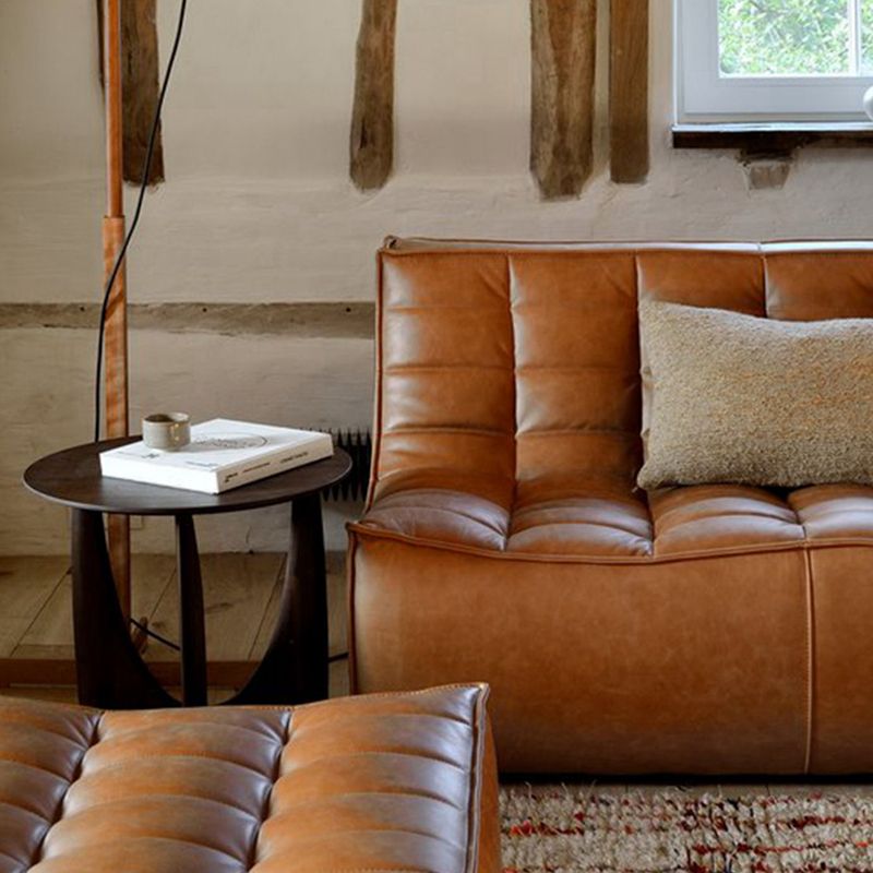 Contemporary Solid Wood Side Table Pedestal Round Living Room Table